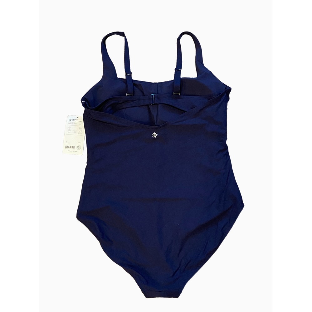 Athleta Women's Swimsuit Navy Square Neck 1pc Ruched Fast Dry UPF 50 XL NWT $98 - Picture 4 of 4